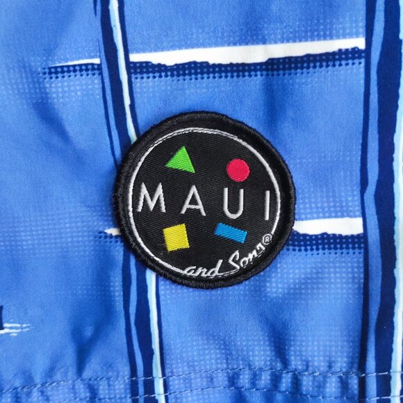 Maui and Sons board shorts men's size M blue with tropical design - Picture 11 of 14